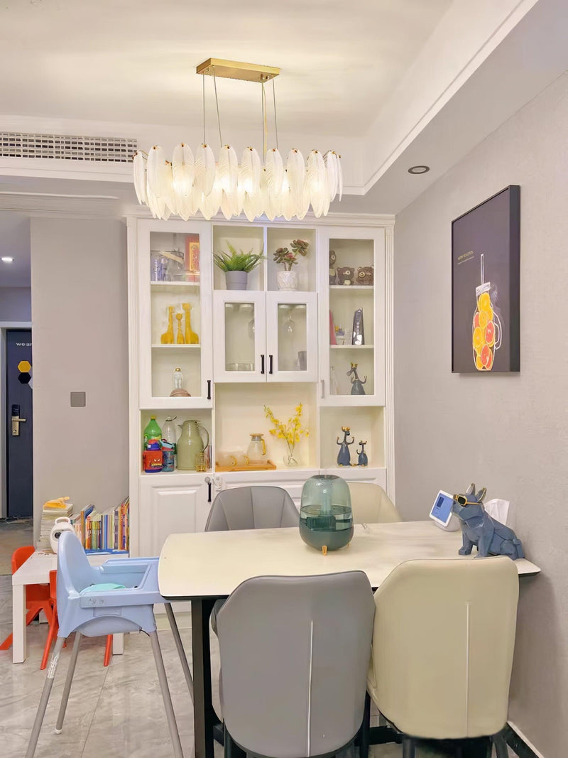 Glass Feather Chandelier-DWHOME