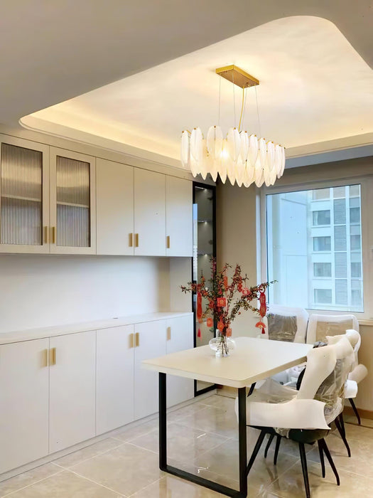 Glass Feather Chandelier-DWHOME