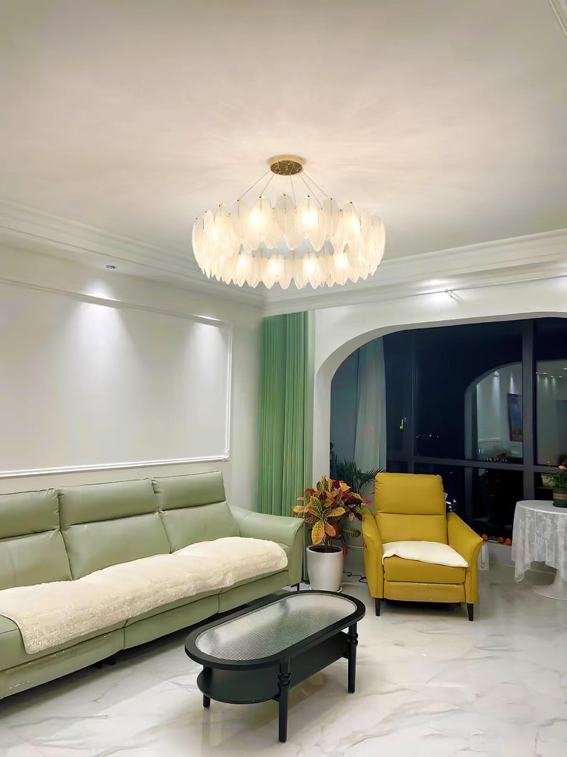Glass Feather Chandelier-DWHOME
