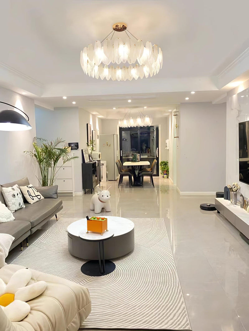 Glass Feather Chandelier-DWHOME