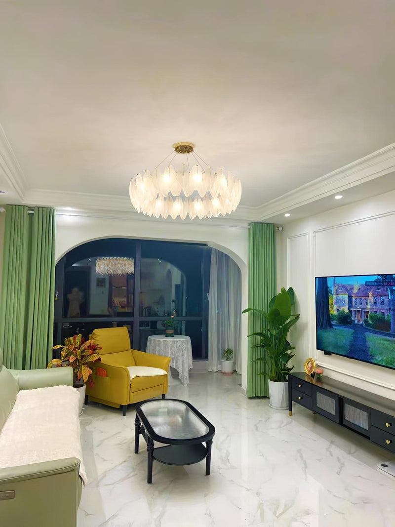 Glass Feather Chandelier-DWHOME
