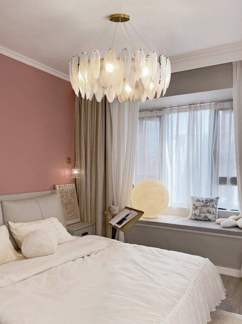 Glass Feather Chandelier-DWHOME