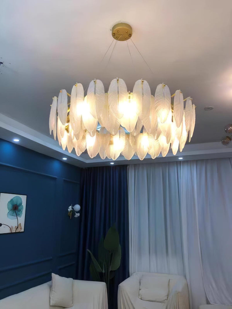 Glass Feather Chandelier-DWHOME