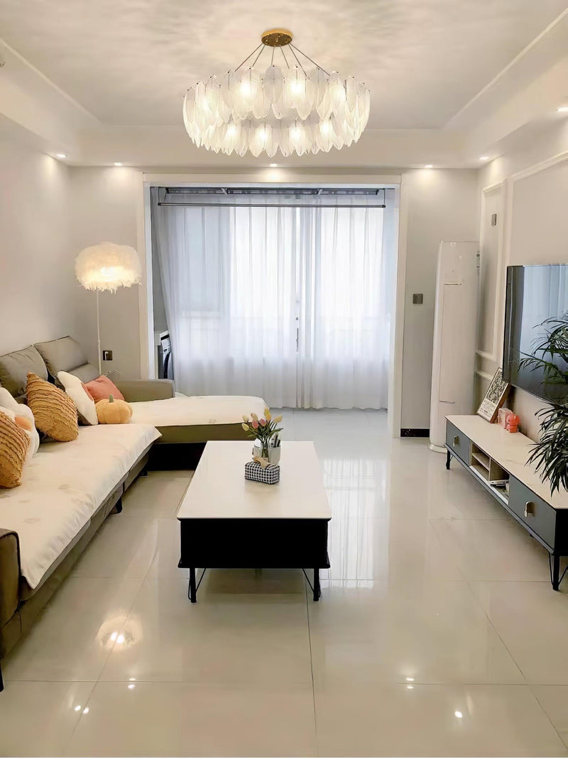 Glass Feather Chandelier-DWHOME