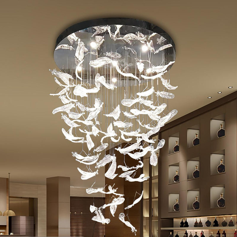 Glass Feathers Chandelier-DWHOME