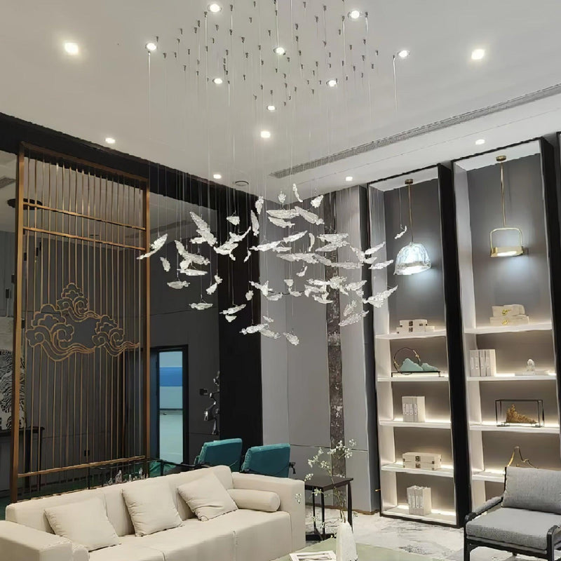 Glass Feathers Chandelier-DWHOME