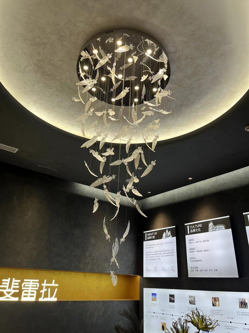 Glass Feathers Flying Chandelier-DWHOME