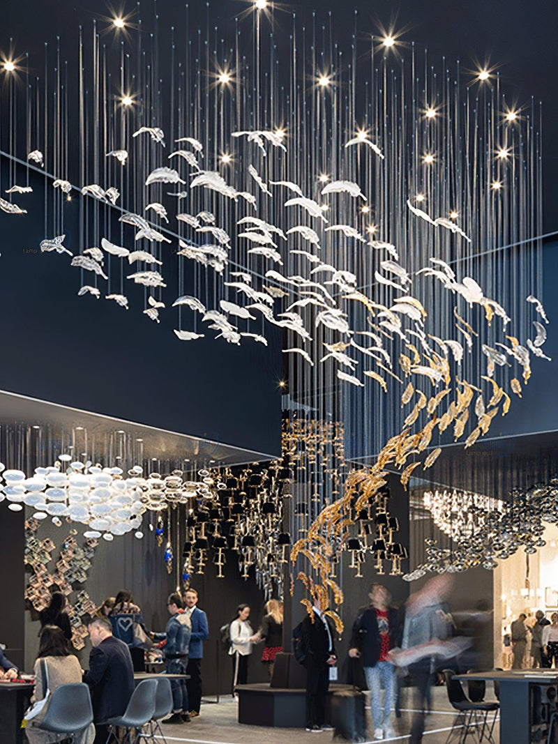 Glass Feathers Flying Chandelier-DWHOME