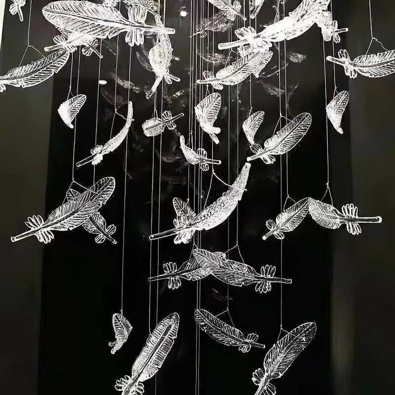 Glass Feathers Flying Chandelier-DWHOME
