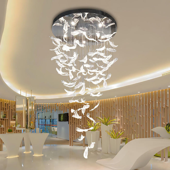 Glass Feathers Chandelier-DWHOME