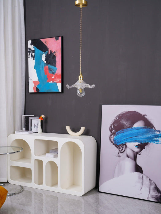 Glass Hibiscus Flower Pendant Light-DWHOME