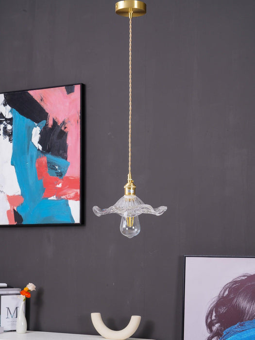 Glass Hibiscus Flower Pendant Light-DWHOME