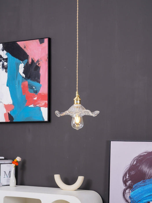 Glass Hibiscus Flower Pendant Light-DWHOME