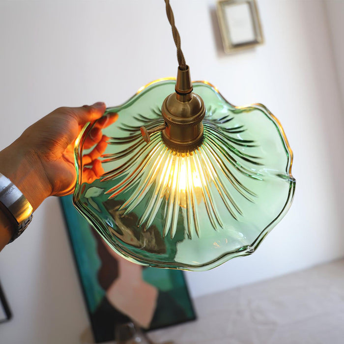 Glass Hibiscus Flower Pendant Light.