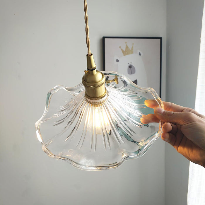 Glass Hibiscus Flower Pendant Light.