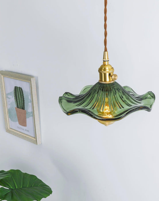 Glass Hibiscus Flower Pendant Light-DWHOME