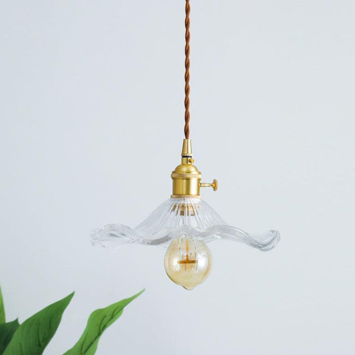 Glass Hibiscus Flower Pendant Light-DWHOME