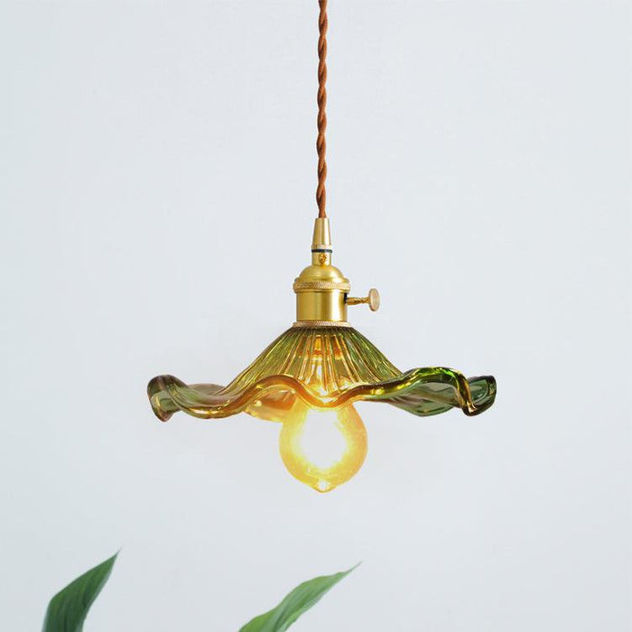 Glass Hibiscus Flower Pendant Light.