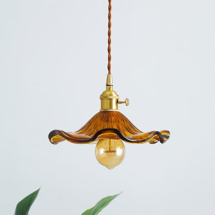 Glass Hibiscus Flower Pendant Light-DWHOME