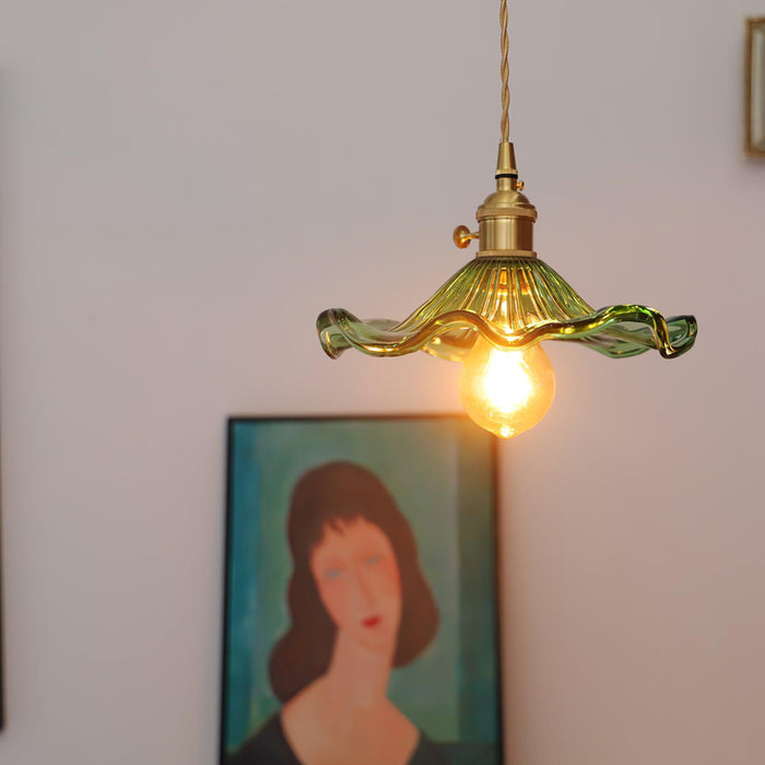 Glass Hibiscus Flower Pendant Light-DWHOME