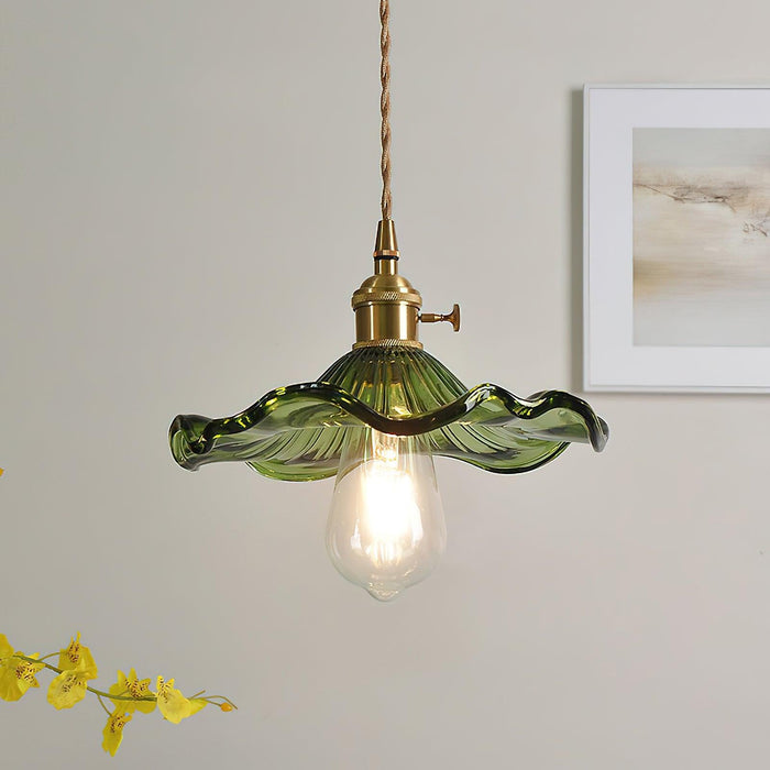 Glass Hibiscus Flower Pendant Light-DWHOME