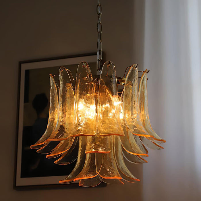 Glass Leaf Cascade Chandelier-DWHOME