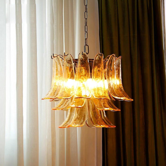Glass Leaf Cascade Chandelier-DWHOME
