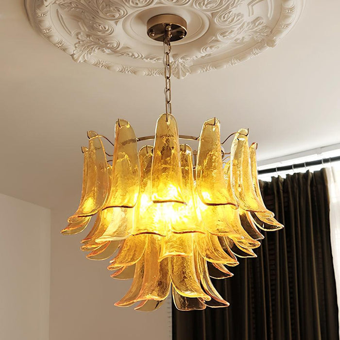 Glass Leaf Cascade Chandelier.