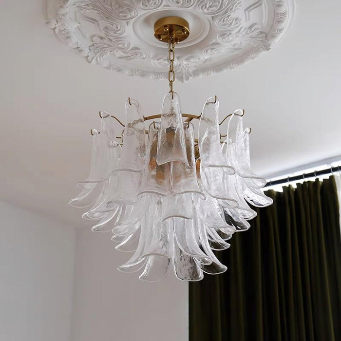 Glass Leaf Cascade Chandelier.