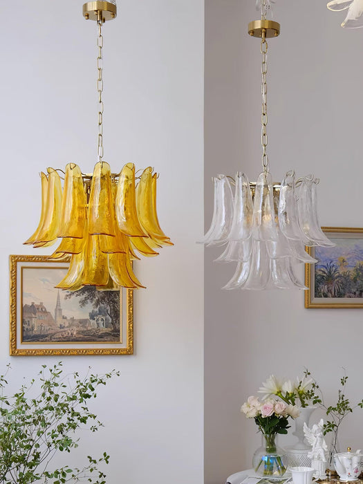 Glass Leaf Cascade Chandelier-DWHOME