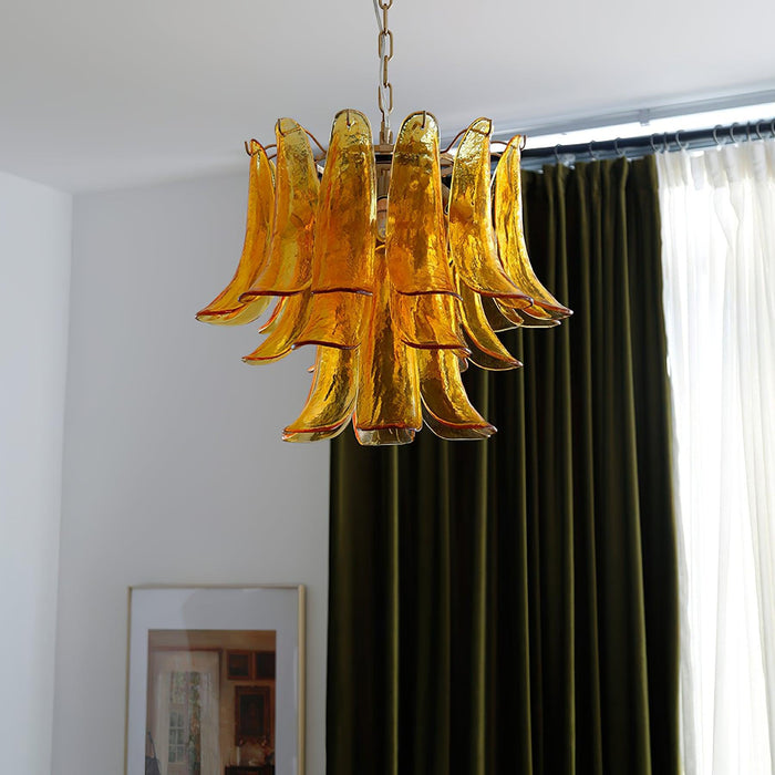 Glass Leaf Cascade Chandelier.