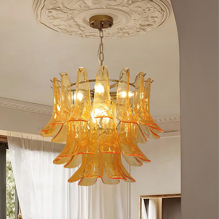 Glass Leaf Cascade Chandelier.