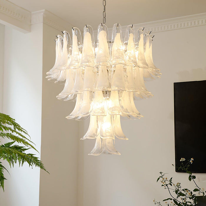 Glass Leaf Cascade Chandelier-DWHOME