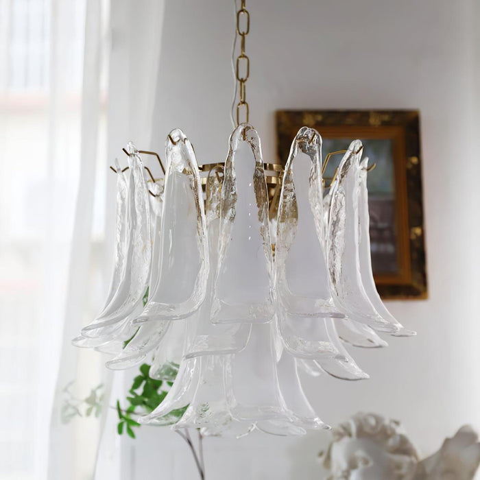 Glass Leaf Cascade Chandelier.