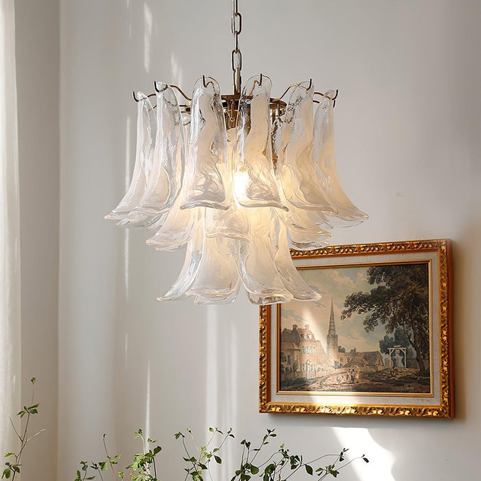 Glass Leaf Cascade Chandelier-DWHOME