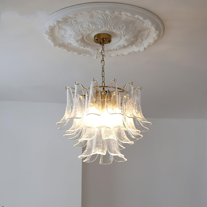 Glass Leaf Cascade Chandelier.