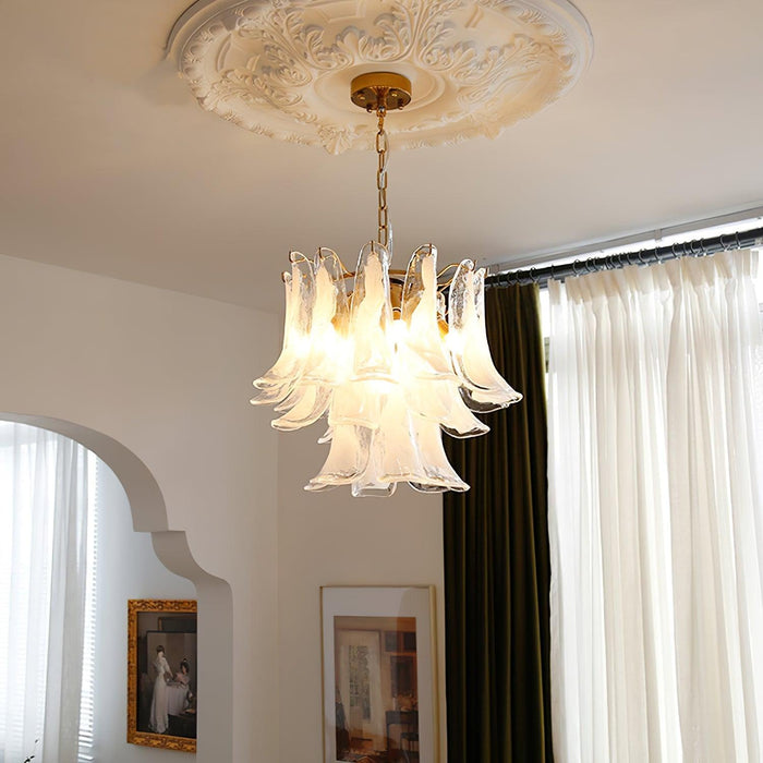 Glass Leaf Cascade Chandelier.