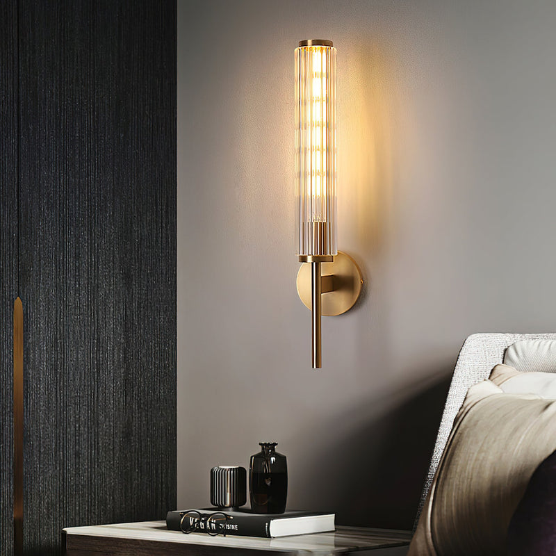 Glass Linear Brass Wall Light-DWHOME