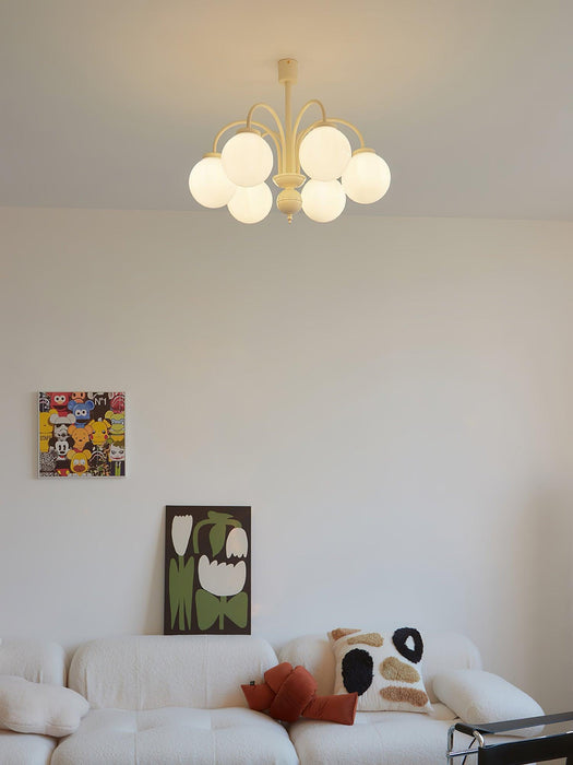 Cream Glass Sphere Chandelier - DWHOME