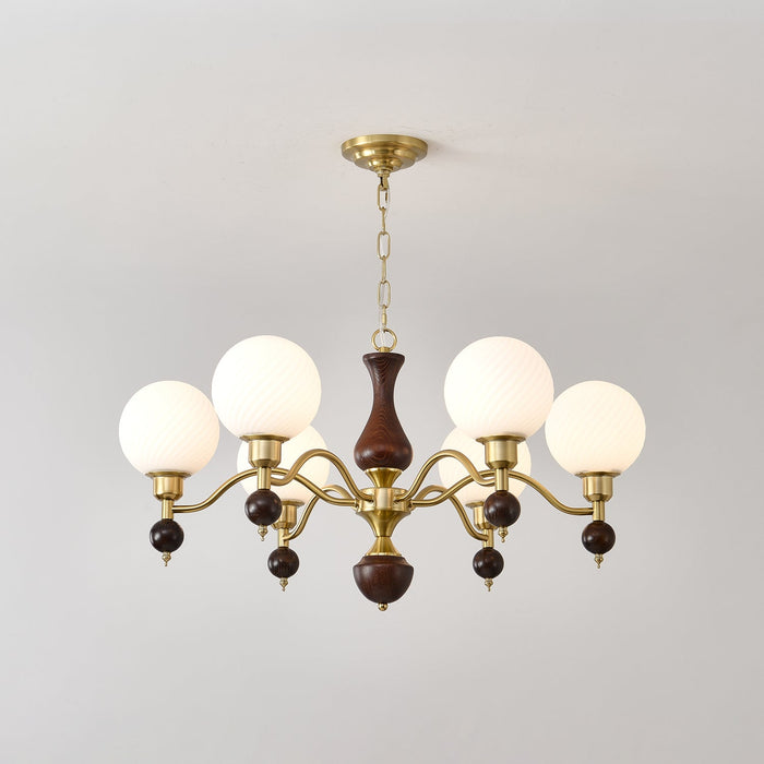 Globe Orb Wood Chandelier