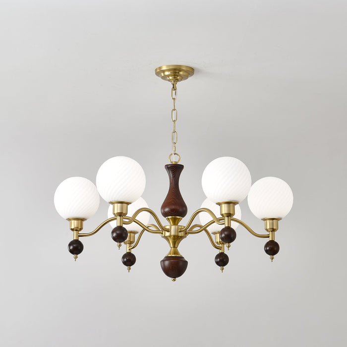 Globe Orb Wood Chandelier