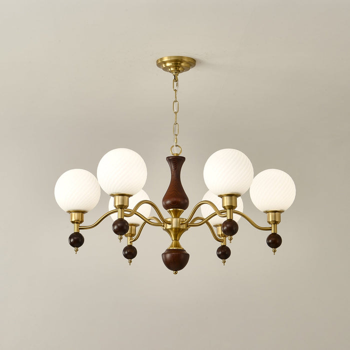 Globe Orb Wood Chandelier.