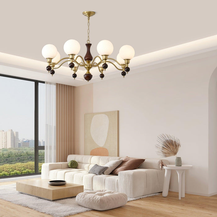 Globe Orb Wood Chandelier-DWHOME