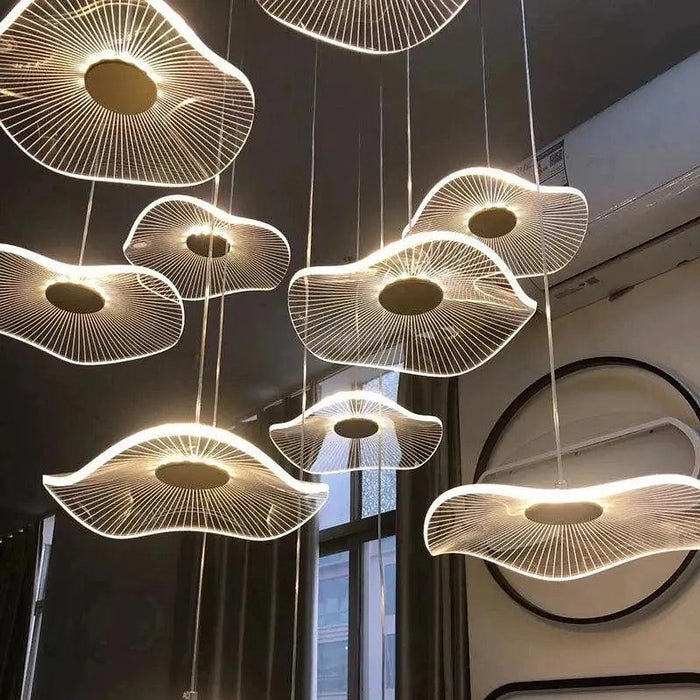 Chandelier LED en acrylique doré pour cage d'escalier, escalier - DWHOME