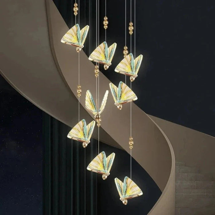 Gold Butterfly Led Chandelier for Staircase&Foyer&Living Room.