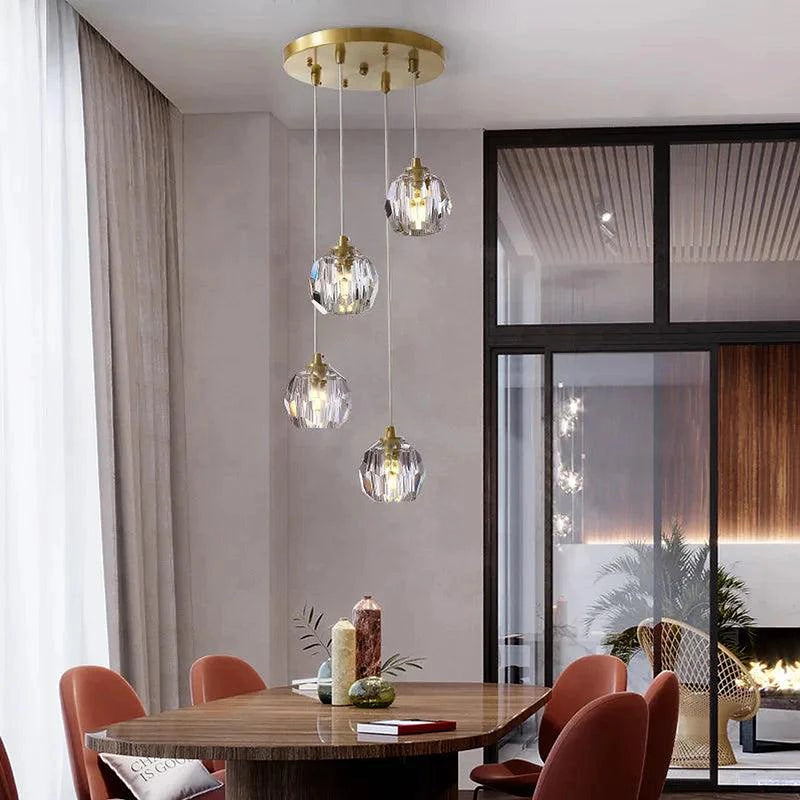 Gold Crystal Ball Chandelier for High Ceiling & Staircase-DWHOME
