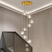 Gold Crystal Ball Chandelier for High Ceiling & Staircase.