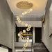 Gold Crystal Spiral Chandelier for Staircase Foyer.