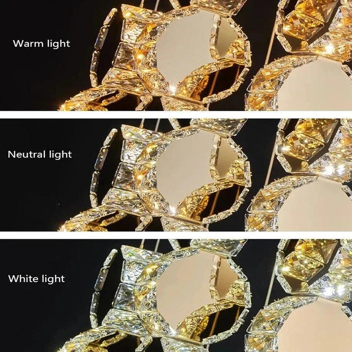 Gold Dimmable High Ceiling Crystal Chandelier-DWHOME