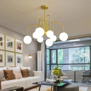 8 Light Led Glass Ball Chandelier Black/Gold-DWHOME